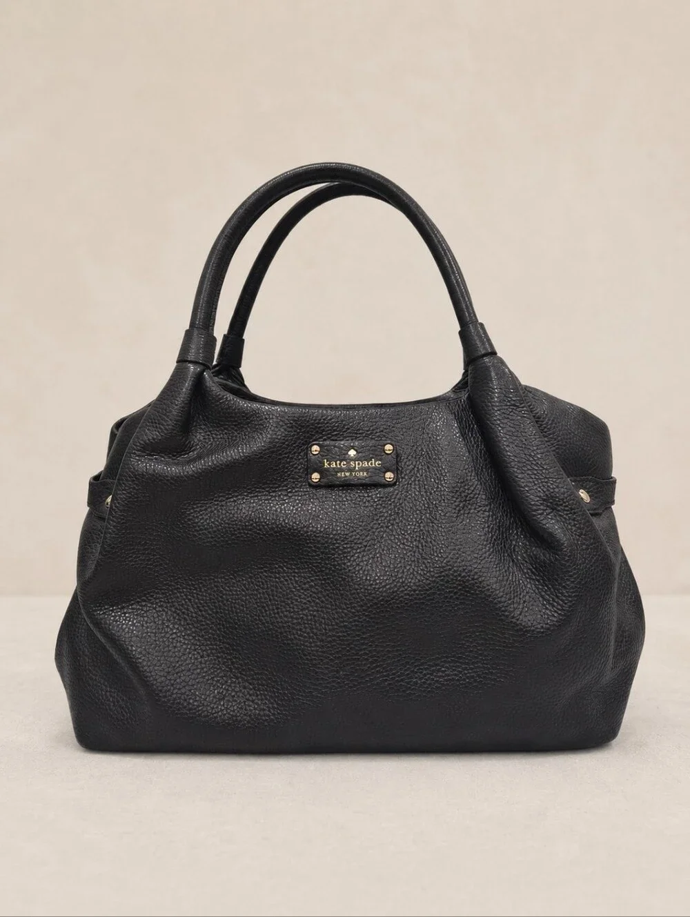Kate Spade New York Berkshire Road Stevie Black Pebbled Leather Satchel Tote Bag